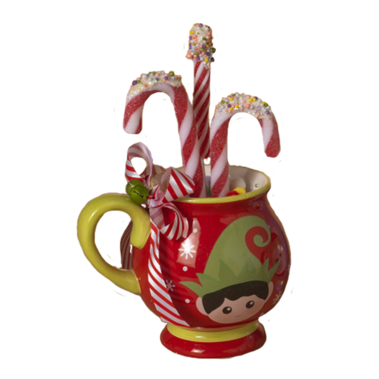 9" Lifesize Holiday Candy Pick In Ceramic Mug Christmas Decoration 2657570 2 9" Lifesize Holiday Candy Pick In Ceramic Mug Christmas Decoration 2657570 - Image 2