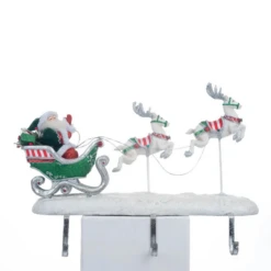 Katherine's Collection 16.75" Peppermint Palace Santa And Reindeer Christmas Stocking Holder 28-328042
