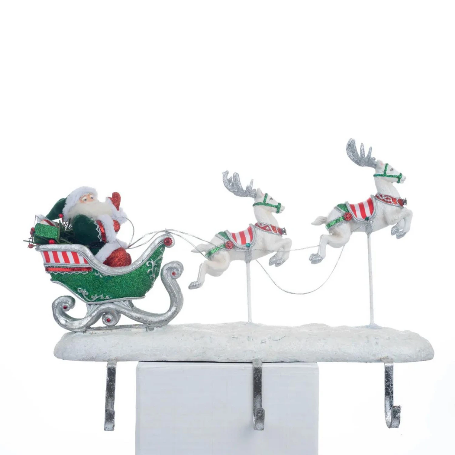 Katherine's Collection 16.75" Peppermint Palace Santa And Reindeer Christmas Stocking Holder 28-328042 1 Katherine's Collection 16.75" Peppermint Palace Santa And Reindeer Christmas Stocking Holder 28-328042