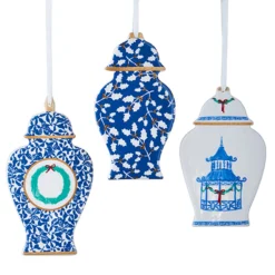 Raz 6" Set Of 3 Delft Ginger Jar Cut Out Christmas Ornament 4210273 -Xmas Ornaments Shop 4210273 1 10080.1648058129