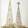 Raz Set Of 2 Crystal Jeweled Tree With Gold Glitter Christmas Decoration 4213523