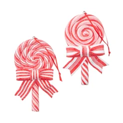 Raz 4.75" Set Of 2 Peppermint Lollipop Christmas Ornament 4214116