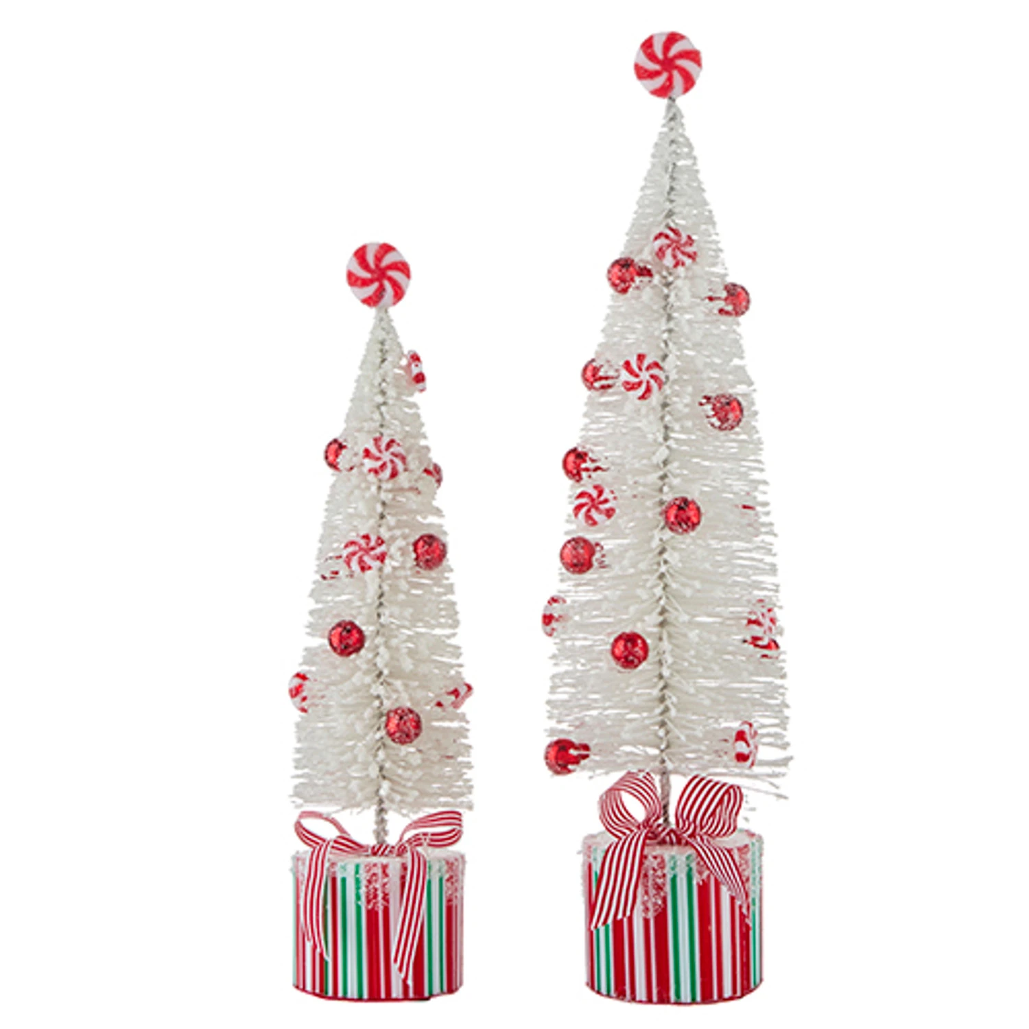 Raz Set Of 2 White Peppermint Bottle Brush Tree On Presents Christmas Figure 4215546 2 Raz Set Of 2 White Peppermint Bottle Brush Tree On Presents Christmas Figure 4215546 - Image 2