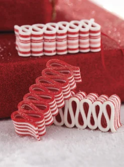 Raz 4" Set Of 3 Red And White Ribbon Candy Christmas Ornament 4215563