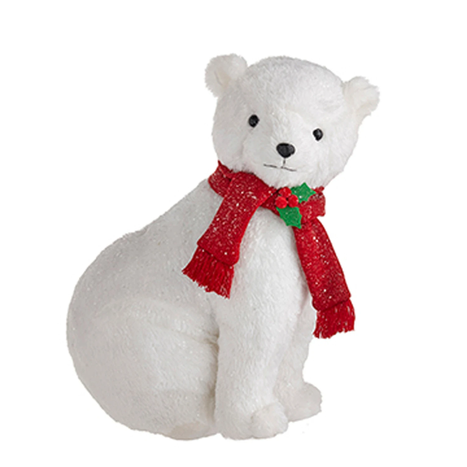 Raz 14.75" Glittered Plush Polar Bear With Scarf Christmas Figure 4216246 4 Raz 14.75" Glittered Plush Polar Bear With Scarf Christmas Figure 4216246 - Image 4