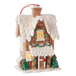 Raz 6.5" Lighted Gingerbread Pretzel House Christmas Ornament 4216269 -Xmas Ornaments Shop 4216269a 80924.1648757005
