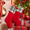 Raz 19" Plaid And Velvet Christmas Stocking 4216306