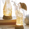 Raz 12" Lighted Angel With Trumpet Gold Glittered Swirling Water Globe 4219053