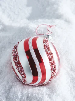 Raz 5" Peppermint Swirl Glass Ball Christmas Ornament 4220960