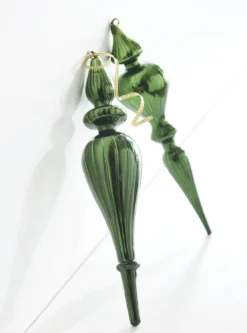 Raz 11.75" Large Green Finial Glass Christmas Ornament 4222831
