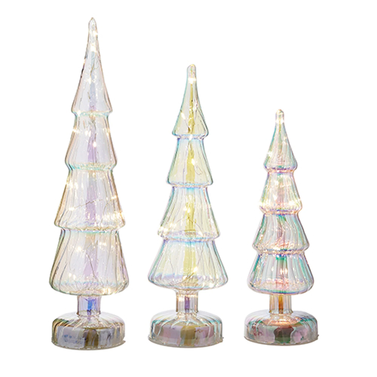 Raz Set Of 3 Lighted Iridescent Glass Tree Christmas Decoration 4222911 1 Raz Set Of 3 Lighted Iridescent Glass Tree Christmas Decoration 4222911