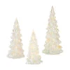 Raz Set Of 3 White Iridescent Lighted Tree Glass Christmas Decoration 4222934