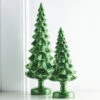 Raz Set Of 2 Green Glass Tree Christmas Decoration 4222940