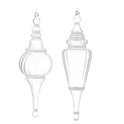 Raz 15.5" Large Clear Finial With Glitter Glass Christmas Ornament 4224530 -Xmas Ornaments Shop 4224530 1 42915.1657832319