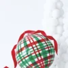 Raz 6" Large Green And Red Plaid Ball Glass Christmas Ornament 4224539