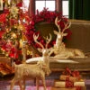 Raz Gold Laying Or Standing Deer With Wreath Christmas Decoration