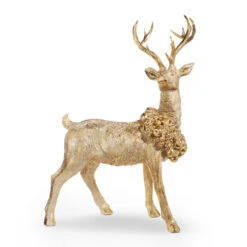 Raz Gold Laying Or Standing Deer With Wreath Christmas Decoration -Xmas Ornaments Shop 4301635 70329.1681229741