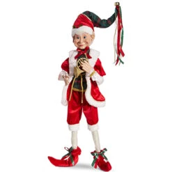 Raz 30" Large Plaid Posable Christmas Elf Figure 4302356 -Xmas Ornaments Shop 4302356b 91261.1686778511
