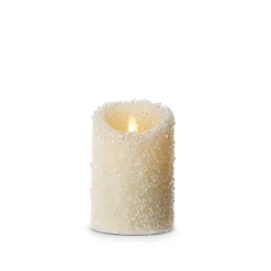 Uyuni 3" X 5", 6" Moving Flame White Iced Pillar Battery Candle -Xmas Ornaments Shop 43041 25321.1691699244