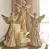 Raz 14" Gold Angel With Instrument Set Of 3 Christmas Figures 4311307