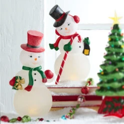 Raz 12" Lighted Vintage Snowman Christmas Decoration 4311578