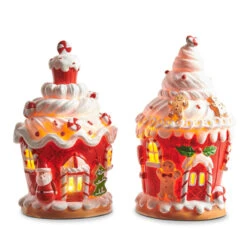Raz 8" Lighted Gingerbread Cupcake House Lighted Christmas Decoration 4311644