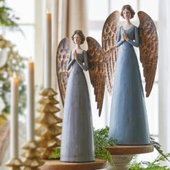 Raz 15.75" Or 17.75" Blue Santos Angel Christmas Figure