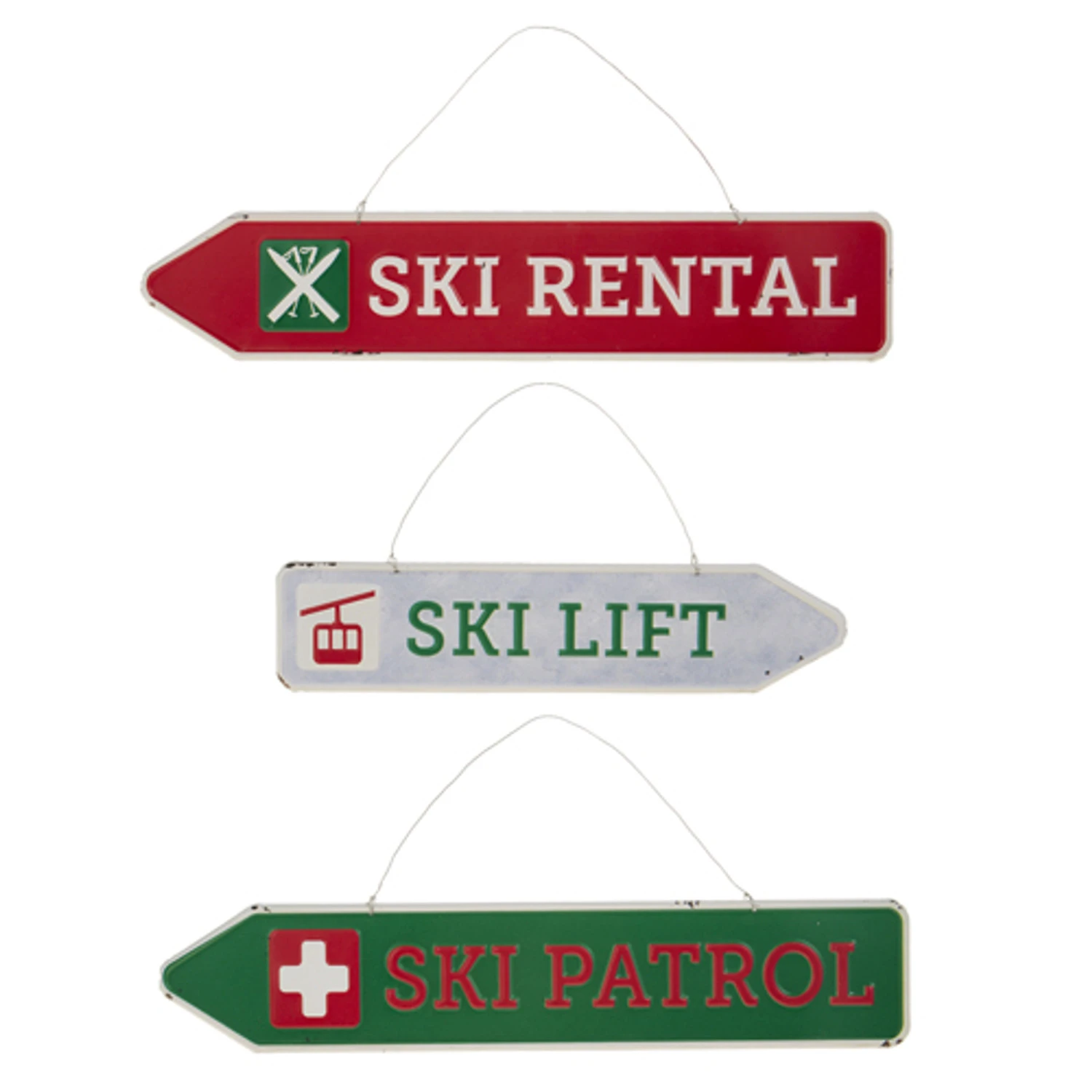Raz 16.25" Ski Sign Christmas Ornament Set Of 3 4312357 2 Raz 16.25" Ski Sign Christmas Ornament Set Of 3 4312357 - Image 2