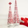 Raz Red Jeweled Tree With Silver Glitter Set Of 2 4313507