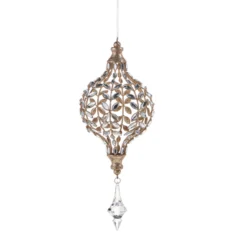 Raz 14" Large Jeweled Drop Ornament With Champagne Glitter Christmas Ornament 4313510 -Xmas Ornaments Shop 4313510a 84189.1682455949