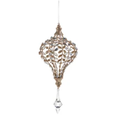 Raz 14" Large Jeweled Drop Ornament With Champagne Glitter Christmas Ornament 4313510 -Xmas Ornaments Shop 4313510b 26607.1682455945