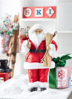 Raz 18" Santa With Skis Christmas Figure 4315524