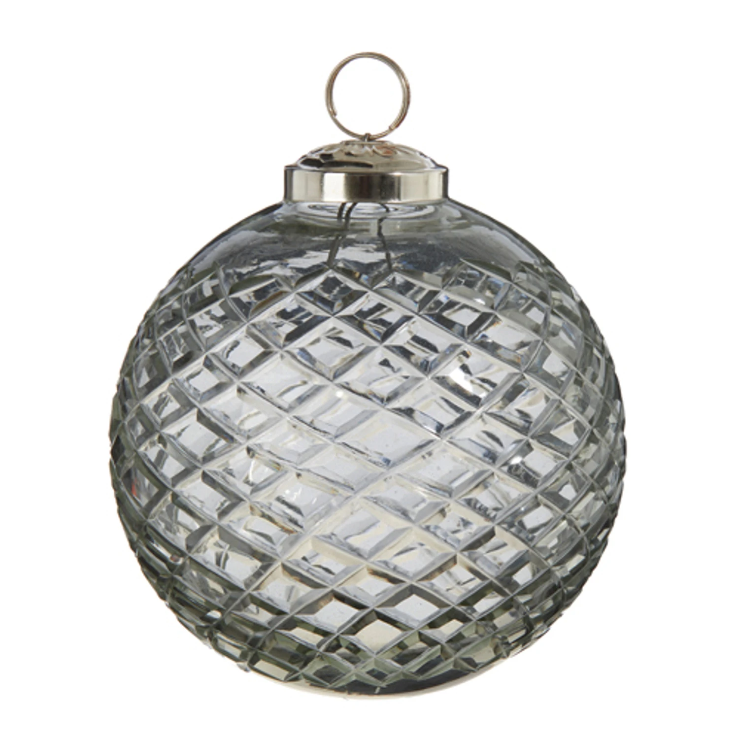 Raz 4" Or 5" Clear Diamond Cut Ball Glass Christmas Ornament 2 Raz 4" Or 5" Clear Diamond Cut Ball Glass Christmas Ornament - Image 2