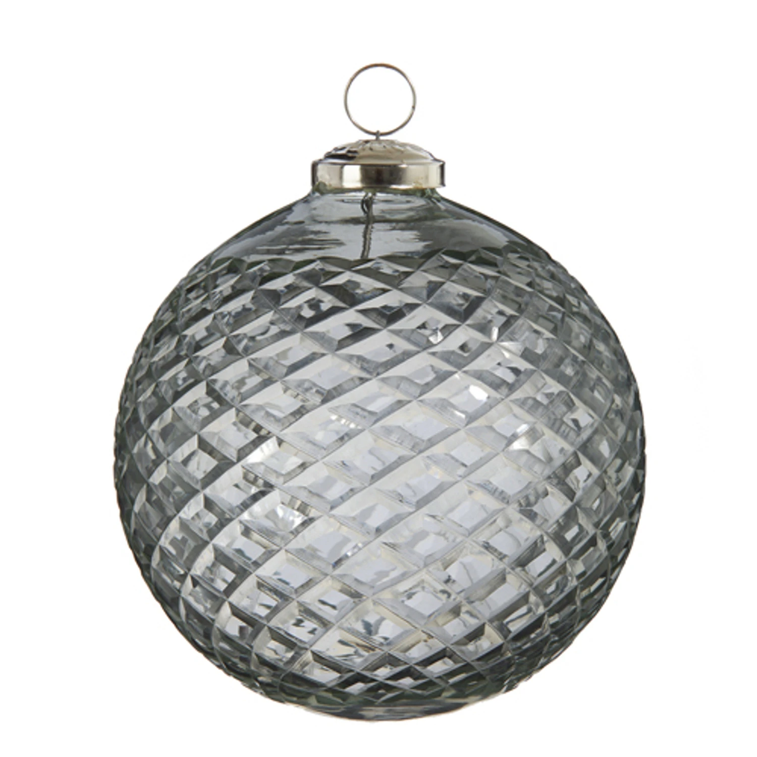 Raz 4" Or 5" Clear Diamond Cut Ball Glass Christmas Ornament 3 Raz 4" Or 5" Clear Diamond Cut Ball Glass Christmas Ornament - Image 3