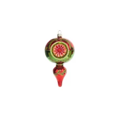 Raz 5" Green And Red Finial Reflector Glass Christmas Ornament 4320017 -Xmas Ornaments Shop 4320017a 46426.1683665582