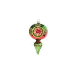 Raz 5" Green And Red Finial Reflector Glass Christmas Ornament 4320017 -Xmas Ornaments Shop 4320017b 58378.1683665590