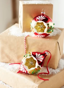 Raz 3" Red And Gold Vintage Glass Christmas Ornament 4320019