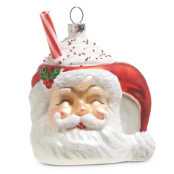 Raz 4" Santa Mug With Whipped Cream Glass Christmas Ornament 4320882 -Xmas Ornaments Shop 4320882 13965.1686769919