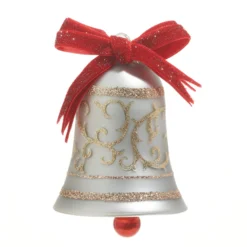 Raz 4" Gold Glitter Silver Bell Glass Christmas Ornament 4320918 -Xmas Ornaments Shop 4320918 2 20685.1683833734