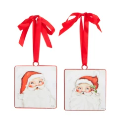 Raz 4" Set Of 2 Santa Face Disc Christmas Ornament 4321321 -Xmas Ornaments Shop 4321321 1 70303.1690833292