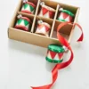 Raz 2" Box Of 6 Drum Glass Christmas Ornament 4322835