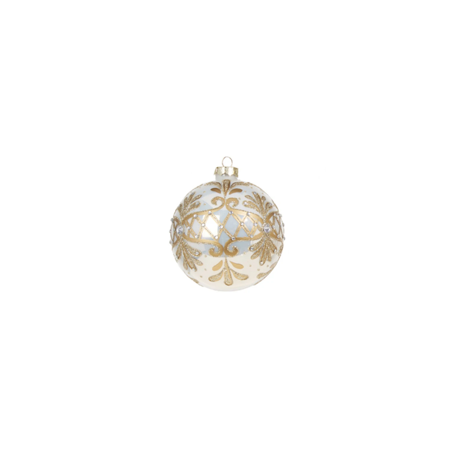 Raz 4" White And Gold Embellished Glass Christmas Ornament 4322842 3 Raz 4" White And Gold Embellished Glass Christmas Ornament 4322842 - Image 3