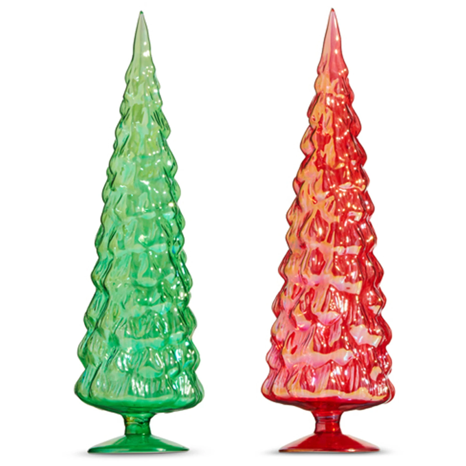 Raz 18" Large Iridescent Red Or Green Glass Tree Christmas Decoration 1 Raz 18" Large Iridescent Red Or Green Glass Tree Christmas Decoration