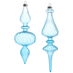 Raz 9.5" Light Blue Blown Glass Finial Christmas Ornament 4322925 -Xmas Ornaments Shop 4322925 1 75324.1684433754