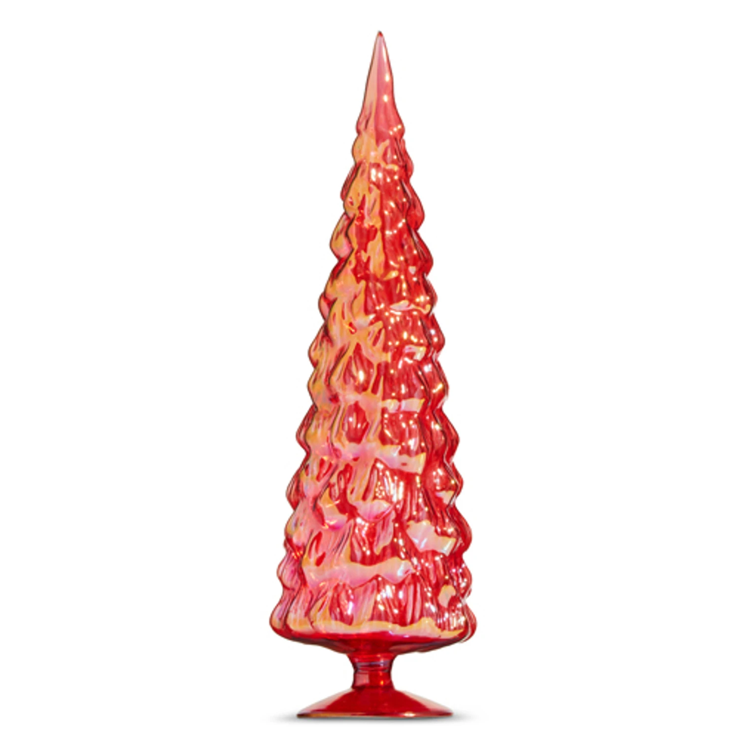 Raz 18" Large Iridescent Red Or Green Glass Tree Christmas Decoration 2 Raz 18" Large Iridescent Red Or Green Glass Tree Christmas Decoration - Image 2