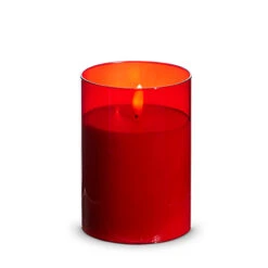 Uyuni Moving Flame Red Glass Ivory Pillar Battery Candle -Xmas Ornaments Shop 4324045 13421.1692019133