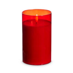 Uyuni Moving Flame Red Glass Ivory Pillar Battery Candle -Xmas Ornaments Shop 4324046 39970.1692019137