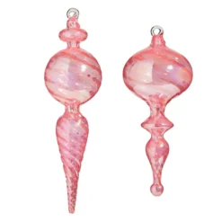 Raz 10" Pink Finial Glass Christmas Ornament 4324514