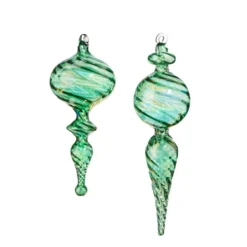 Raz 9" Green Blown Finial Glass Christmas Ornament 4324515 5 Raz 9" Green Blown Finial Glass Christmas Ornament 4324515 -Xmas Ornaments Shop 4324515 77956.1684786436