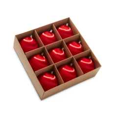 Raz 3" Box Of 9 Red Satin Ball Christmas Ornaments 4332729